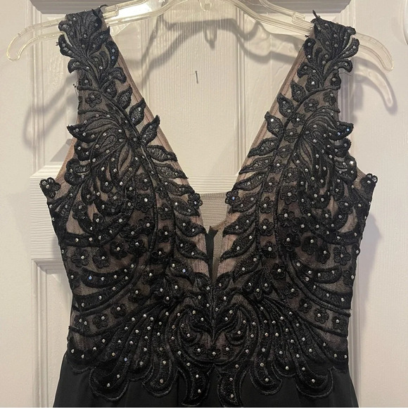 Sheer Embellished Lace Dark Fairy Whimsical Mini Black Formal Dress Sz 9 - Picture 4 of 9